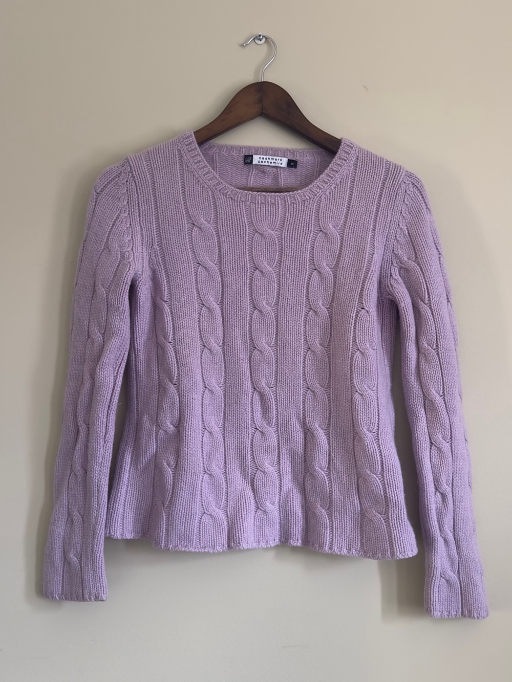 Gap 100% Cashmere Chunky Cable Knit Sweater in Soft Lavender Purple